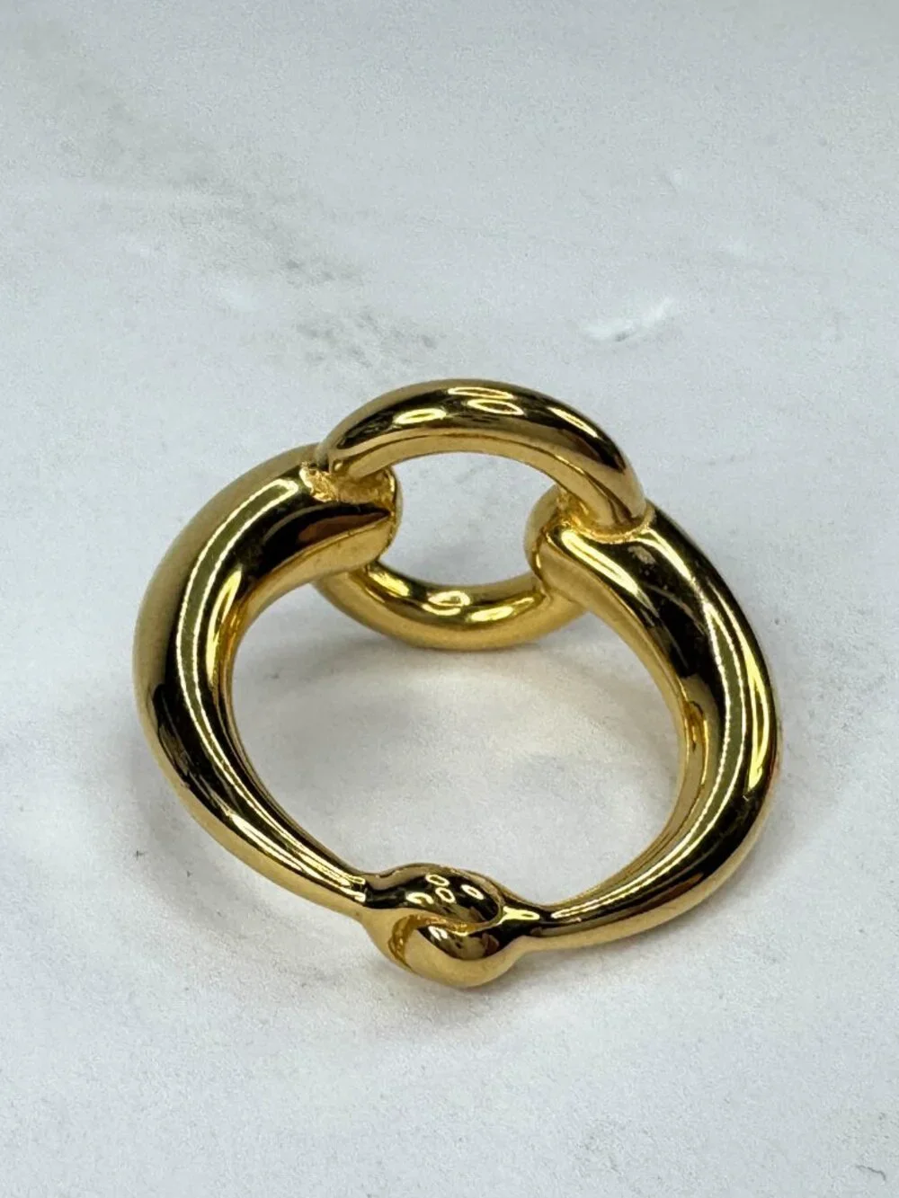 Vintage Hermès Mors Horsebit Gold Tone Scarf Ring Authentic GS866